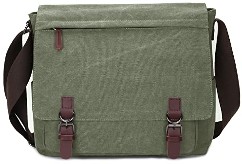 Sac à bandoulière en toile pour homme et femme, sacoche de voyage pour ordinateur portable 15,6, vert, Large