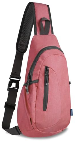 TITECOUGO Liten slingväska, lätt crossbody-ryggsäck för herr, dam, axelväska för sport och utomhus, Z1-duk, vattenmelon röd, 41x21x10 cm, Minimalistisk