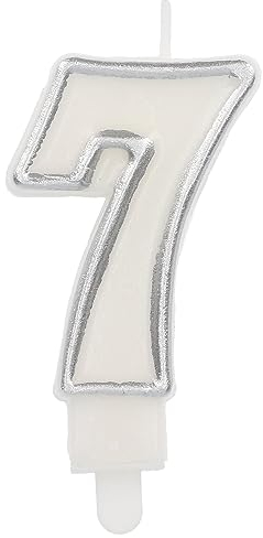 Folat 24167 Velas de Pastel - Vela Simply Chique Silver Número 7-9 cm Adornos para pasteles para fiestas de cumpleaños, aniversario de Bodas, fiesta de Graduación, baby shower, fiesta de niños
