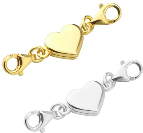 2pcs Fermoirs Magnétiques en Forme Cour Argent et Or Fermoir Mousqueton Double Bracelet Rallonge Chaîne de Bijoux Alliage Fermetures de Collier pour Fabrication Bijoux Accessoires de Bricolage