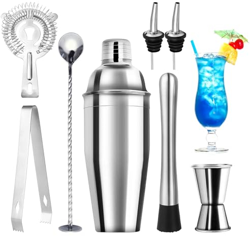 talifoca Set di 8 shaker da cocktail in acciaio inox, 750 ml, set da cocktail in acciaio inox, per barista, per casa, bar, feste