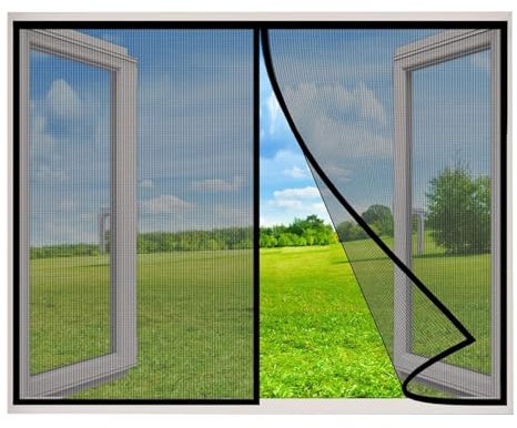 Insect Protection Roller Blind Fly Grille for Windows Fly Grille Magnet Window Self -Kit Automatic Closure Black 245x185 Cm