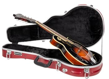 Crossrock ABS Mandolin Case for F-Style | Red Matte Exterior, Removable Backpack Straps, Built-in Storage, Locking Latches, – Travel-Ready Case -Red (CRA862MFRD)