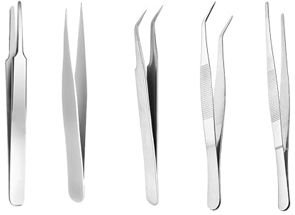 5 st, böjd pincett, spetsiga pincett, falska ögonfranspincett, professionella precisionspincett, för smycken och nagelkonst, hantverk, reparation, vattendjur