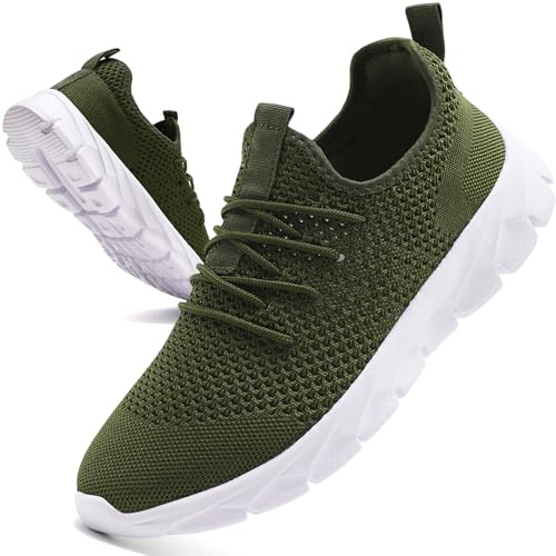 Oltyutc Mens Trainers Running Gym Sneakers Walking Shoes Green Size 6 UK