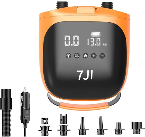 7JI SUP Pumpe Elektrisch, 20 PSI Elektrische Pumpe Sup Inflation/Deflation, Elektrische Luftpumpe für Aufblasbare Stand Up Paddle Boards, Boote, Kajak, Kitesur