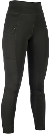 HKM Kinder Cosy II Style Silikon-Vollbesatz Reitleggings, Khaki, 134/140