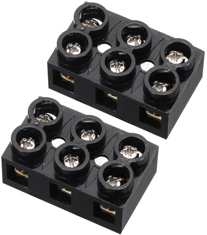 sourcing map 2pcs Dual Row Terminal Block, 3 Positions 500V 60A Screw Terminals Strip, Cable Barrier Block Strip for Home Appliances, Electronic Circuits, Black