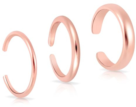 Mikovivi 3pz Anelli per le Dita dei Piedi, Sottili con Fascia Aperta Eleganti Gioielli Estivi i Piedi per Donna (Oro Rosa)