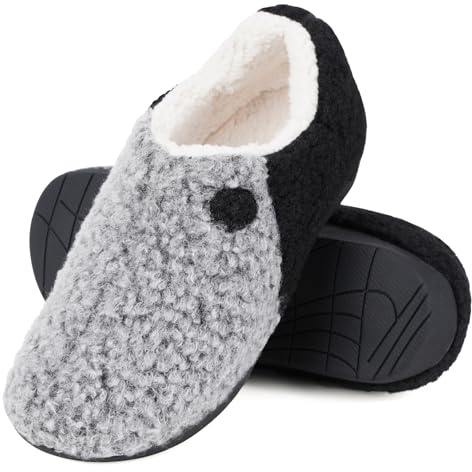 ERGOfoot Winter Orthopedic Slippers, Women's Plantar Fasciitis Slippers, Warm Non-Slip Fuzzy House Shoes with Arch Support (Light Grey, 5 UK)