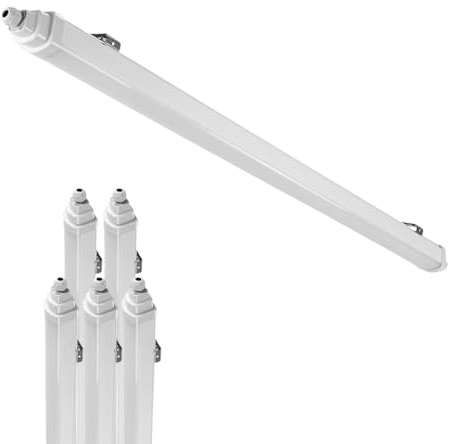 LUXULA 6x LED Feuchtraumleuchte 120cm Wannenleuchte 36W 4000K Neutralweiß 4320lm - Verknüpfbar - IP65 Wasserdicht - LED Werkstattlampe flach Kellerlampe Garagenlampe - Reihenschaltung