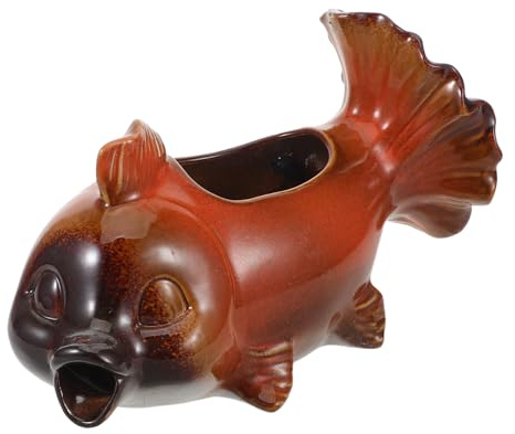 UPKOCH Ceramic Koi Fountain: Miniature Tabletop Fountain Spout - Japanese Garden Water Feature for Indoor Office Desk Decor Meditation Space Relaxation