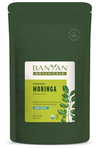 Banyan Botanicals Organic Moringa Powder – Moringa Oleifera – Superfood Powder and Natural Source of Vitamins & Minerals* – 1/2lb – Non-GMO Sustainably Sourced Vegan