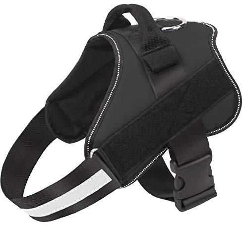 Bolux Dog Harness, No-Pull Reflective Dog Vest, Breathable Adjustable Pet Harness with Handle for Outdoor Walking - No More Pulling, Tugging or Choking (Black, M)