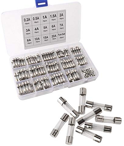 QitinDasen 210Pcs Professionell 5 X 20mm Auto Glasrohrsicherungen, Schnelle Schlag Glassicherung, Fast Schlag Glas Sicherungen, mit 20Pcs Sicherungssitz