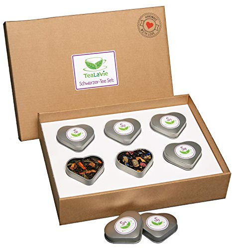 TeaLaVie 6er Schwarztee-Geschenk-Set (50g) Probierset Präsent-Box für Teeliebhaber Genesung Vatertag