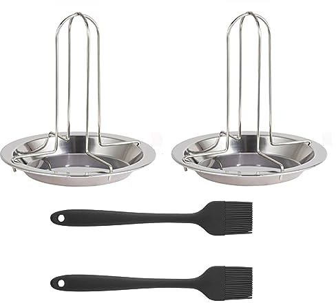 2 Piezas Asador de Pollos,Bandeja Barbacoa,Asador Giratorio Barbacoa,Asador Barbacoa,para Horno o Parrilla, Accesorios para Parrilla, Asador de Pollo.