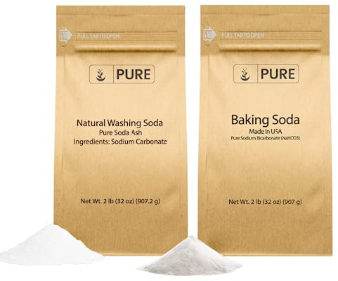 Pure Original Ingredients Washing Soda & Baking Soda Bundle, 2 lbs Each, Cleaning, Pure with No Additives or Fillers