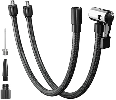 LEXIN Tire Inflator Hose Extension, Lock-On Air Chuck with Hose and Presta Valve Adapter Ball Needle, Air Compressor Twist On Convert to Lock On Connection, Compatible with LEXIN P5/P4