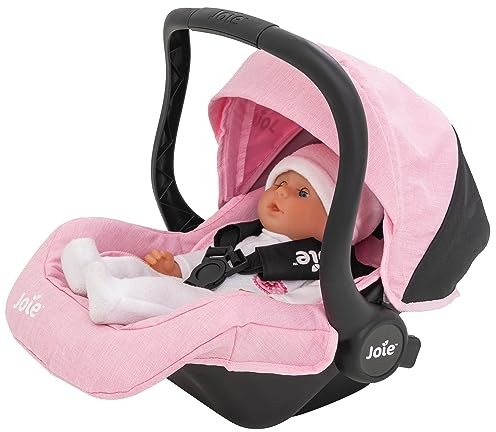Dolly Tots Puppenautositz Pink mit Polka-Dots | Bequemer Tragesitz für Puppen bis 45 cm | Mit Stauraum & integriertem Gurt | Puppenzubehör für Kinderwagen & Buggy | Ab 3 Jahren. (Schwarz & Pink)