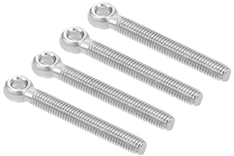 M METERXITY 4pz Occhio Bulloni - 304 Inossidabile Acciaio Filettato Occhio Bulloni Macchine Spalla Occhio Bullone, Anti Resistenza, Applica Appendere (M5 x 40mm, Argento Tono)
