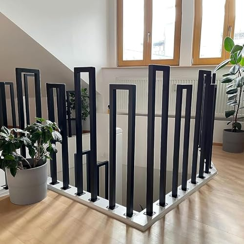 T-ZBDZ Garde Corps Escalier Noir, Rampe Escalier Interieur en Forme de U, Main Courante en U, Rambarde Exterieur, Garde Corps en Metal pour Terrasse, 90cm