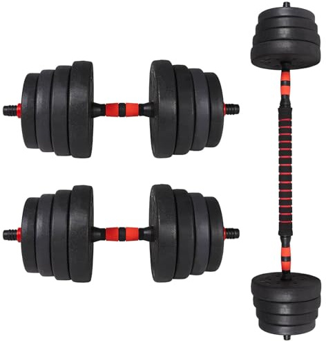 ALLinLIFE Mancuernas Ajustables 50KG, Juego de Pesas Multifunción con Pesas Barra Recta y Mangos Antideslizantes, Pesas Ajustables para Musculación y Fitness Gimnasio en Casa