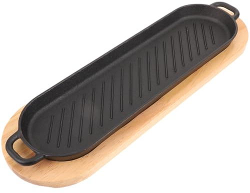 HOLIDYOYO Sartén Gruesa Para Carne Plato De Hierro Fundido Perfecto Para Parrilla