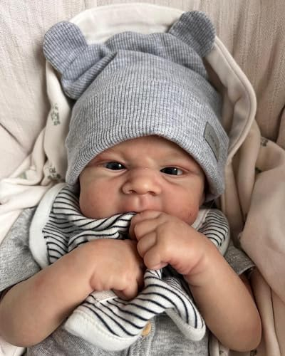 Anano Reborn Baby Junge Realistische Puppe 17 Zoll Silikon Baby Puppen Aussehen Echte Baby Puppe Reborn Toddler Silikon Puppe Elijah Mit Lätzchen Spielzeug Geschenk Set