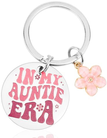 PEUTIER In My Auntie Era Keychain, Auntie Key Chain Gift Ideas from Niece Nephew Best Aunt Keyring Birthday Gifts for Aunt