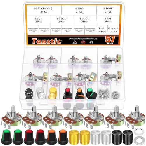 Tanstic 14pcs WH138 Gitarre Potentiometer B1K-B1M Split Shaft Potentiometer mit Knopf