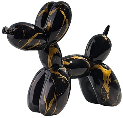 JJIW Balloon Dog Ornament, Balloon Dog Sculpture, Dog Ornaments For All Types Of Homes, Resin, 21 * 8.6 * 17cm (Black Gold)