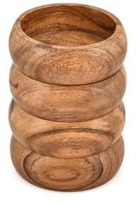 Hanol Ciotola per snack in legno di acacia, ciotole decorative per bancone della cucina, tavolino da caffè o decorazione da pranzo (set da 4) (10,2 x 10,2 x 3,8 cm)