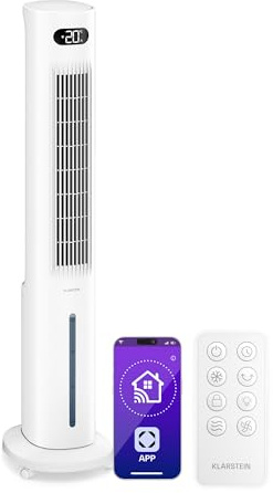 KLARSTEIN Raffrescatore Evaporativo, 5L Serbatoio, 300 m³/h, Timer 24h, Telecomando, App, Raffrescatore Portatile per Casa & Camera da Letto, White