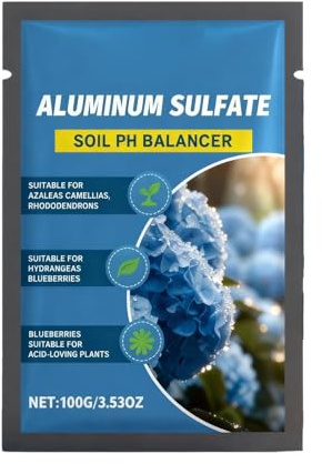Acidificante per piante e suolo | Solfato di alluminio 100 g per far diventare blu le ortensie | Regolazione rapida del pH per giardini, e stagni | Emendamento del suolo sicuro e duraturo