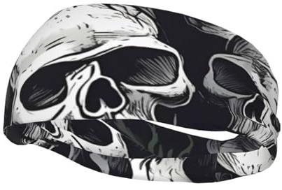 Bandeau de sport à motif de crânes pour homme et femme - Élastique et antidérapant - Pour cyclisme, randonnée, yoga, hockey sur glace
