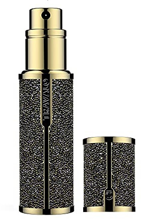 Travalo Couture Perfume Atomizer That’s Opulence and fashionable For Unisex (TSA Approved Atomizer/Leak-Proof Travel Perfume Bottle/Glass-free and aircraft approved/Dorado), Black, 4.8178 gram
