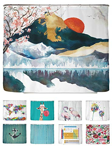 arteneur® - Japan - Anti-Schimmel Duschvorhang 240x200 - Recycelt mit Öko-Tex Standard 100 - Beschwerter Saum, Blickdicht, Wasserdicht, Waschbar, 16 Ringe & E-Book mit Reinigungs-Tipps