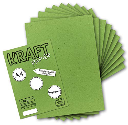 NEUSER PAPPER 25 ark vintage kraftpapper i ljusgrön DIN A4 120 g ljusgrönt återvunnet papper, helt ekologiskt brevpapper – kontorsmaterial – miljö av GUSTAV NEUSER