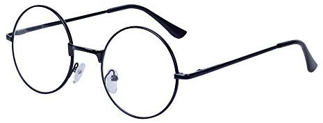 JoXiGo Reading Glasses Black for Women Men Retro Round Metal Frame Clear Lens Stylish with Glasses Case, +1.0