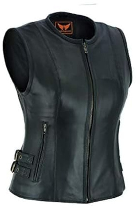 A&H Apparel Women Motorcycle Biker Classic Vest Genuine Cowhide Leather Vest With Gun Pocket (Small)