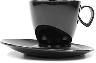 Tupperware Exclusiv Trinkbecher 180ml schwarz + Untertasse Tasse Thermo Tup Becher mit Henkel