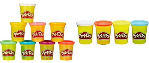 PlayDoh E5044EU4 8er Pack, Knete in Regenbogen Farben, für fantasievolles und kreatives Spielen, bunt & - 4er Pack Grundfarben Knete, für fantasievolles und kreatives Spielen, blau, gelb, rot, weiß