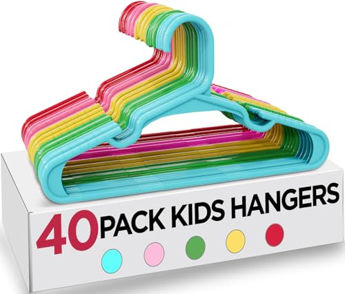 Utopia Home (Pack de 40, Multicolor) Perchas de plástico para niños - Perchas para Ropa de bebé para la habitación del bebé y el Armario - Perchas para niños Que ahorran Espacio