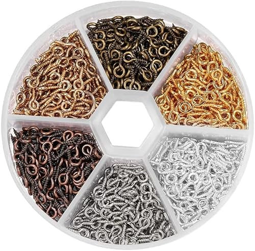 600 Pièces Mini vis Oeil Clou Crochet Fil Anneau Mini, Fer Petite vis Œil vis Oeil de Mouton Clou, Utilisé pour Suspendre Bijoux pour faire de l'Artisanat DIY