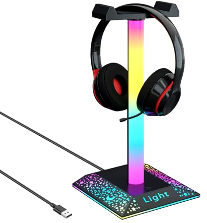 GIPOYENT Support Lumineux pour Casque De Jeu RGB avec Port USB Support Lumineux Rvb pour Pc De Bureau Accessoires pour Casque De Jeu