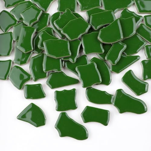 Piastrelle Irregolari in Ceramica per Mosaico, 500 g, 2-4 cm, Pietre per Fai Da Te, Artigianato, Hobby, Arte, Decorazione Da Parete Della Casa (Verde)