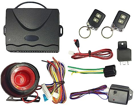 MASO Larmvarnare för bil, stöldskydd, säkerhetsinbrottslarmsystem med fjärrkontrollnyckel, stöldskydd, dubbel fjärrkontrollsensor