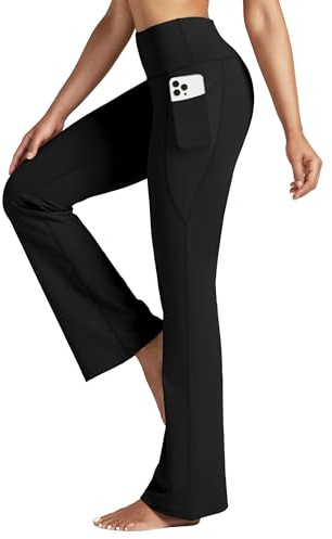 Willit Women's Yoga Pants Flare Leggings Bootcut High Waist Tummy Control Workout Pants with Pockets 31 Black L