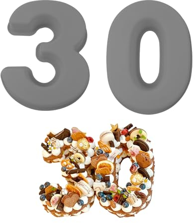 MytaYt 2 moldes de silicona gruesos de 10 pulgadas con números 30 moldes de silicona para hornear, juego de 25 cm para cumpleaños infantiles, aniversarios, fiestas